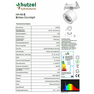 HH-LED Mini Einbau Downlight, 28W, 2600lm, CRI>90, 5700K,