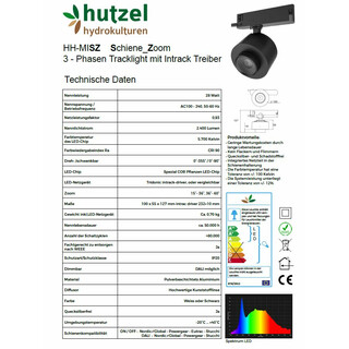 HH-LED Mini Tracklight_Zoom, 28W, 2400lm, CRI>90, 5700K,