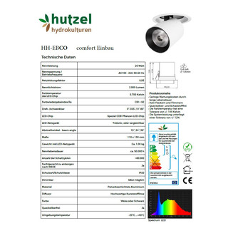 HH-LED Einbau comfort, 25W, 2000lm, CRI>92, 5700K